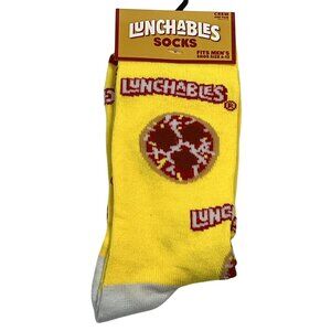 Lunchables Pizza Food Crew Socks Yellow Funny Novelty Men’s 6–12